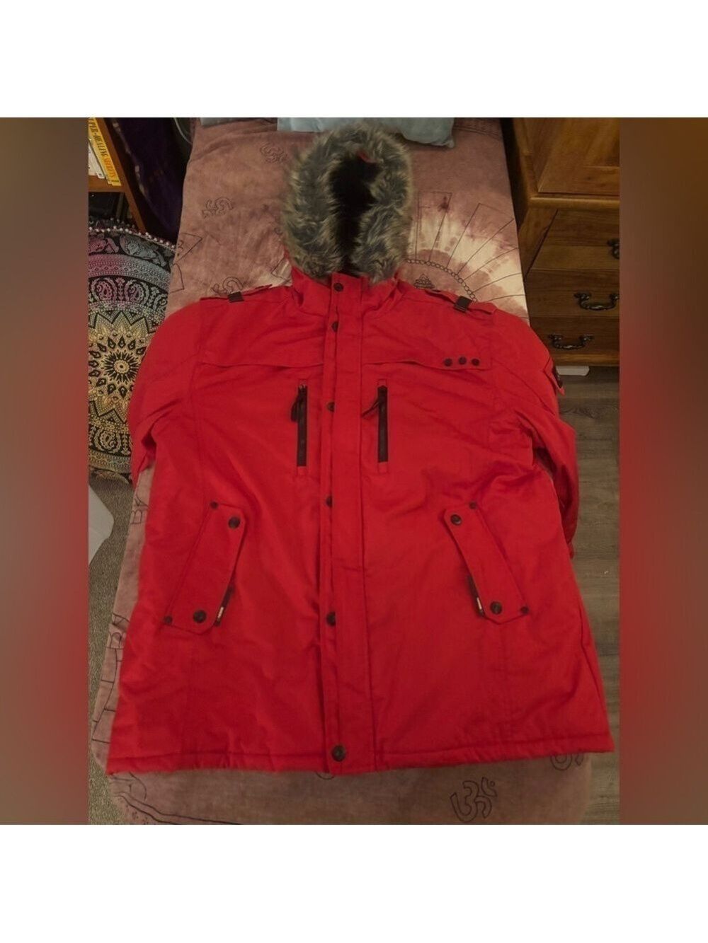 NOIZE Red Unisex Weather Guard Vegan Canadian🇨🇦 Winter Coat M-XL Ptp26in L32in - Picture 13 of 16